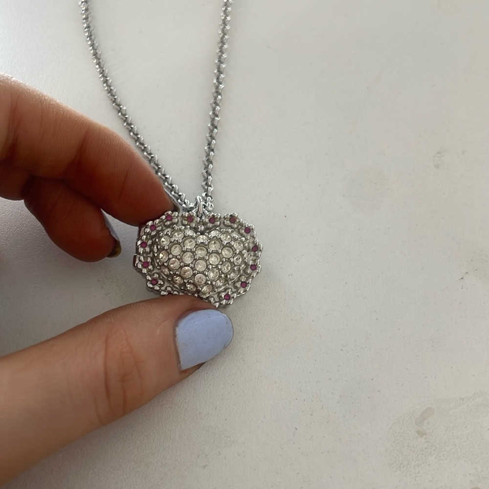 Silver heart locket necklace